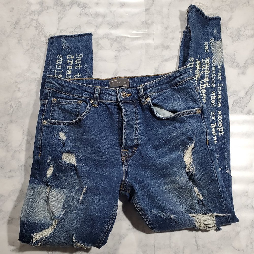 Zara Man Jeans Size 30 Mens Mid Rise Button Fly Di